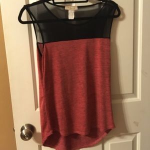 PRICE NEGOTIABLE Red and Black Sheer neck Tunic